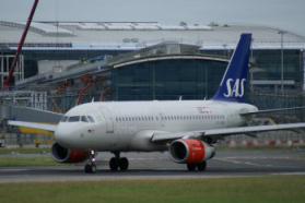 SAS AIRBUS LINING UP AT DUBLIN AIRPORT